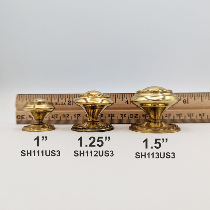 1 1/2 Inch Georgian Roped Cabinet Knob with Backplate (Several Finishes Available)