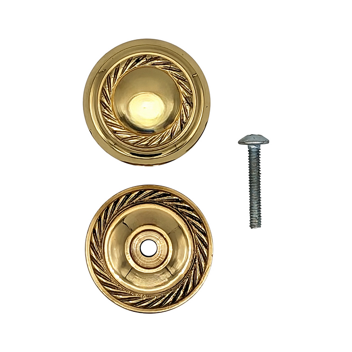 1 1/2 Inch Georgian Roped Cabinet Knob with Backplate (Several Finishes Available)
