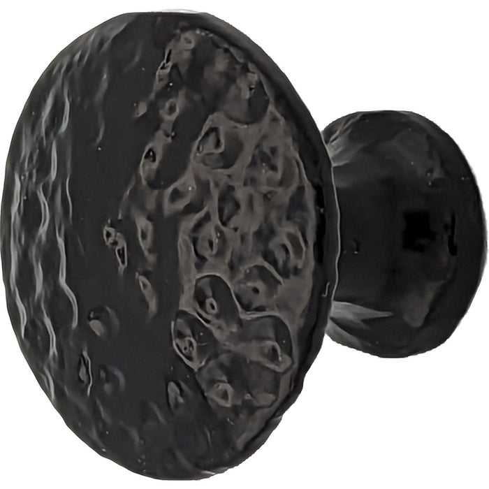 1 3/8 Inch Solid Iron Hammered Flat Cabinet & Furniture Knob