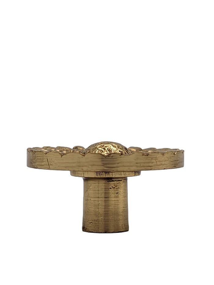 1 Inch Solid Brass Art Deco Style Round Cabinet and Furniture Knob