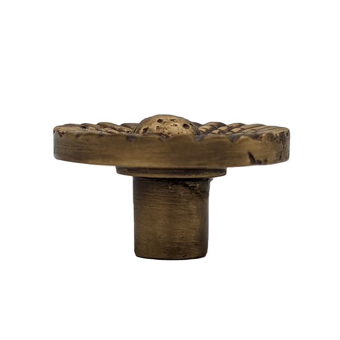 1 Inch Solid Brass Art Deco Style Round Cabinet and Furniture Knob