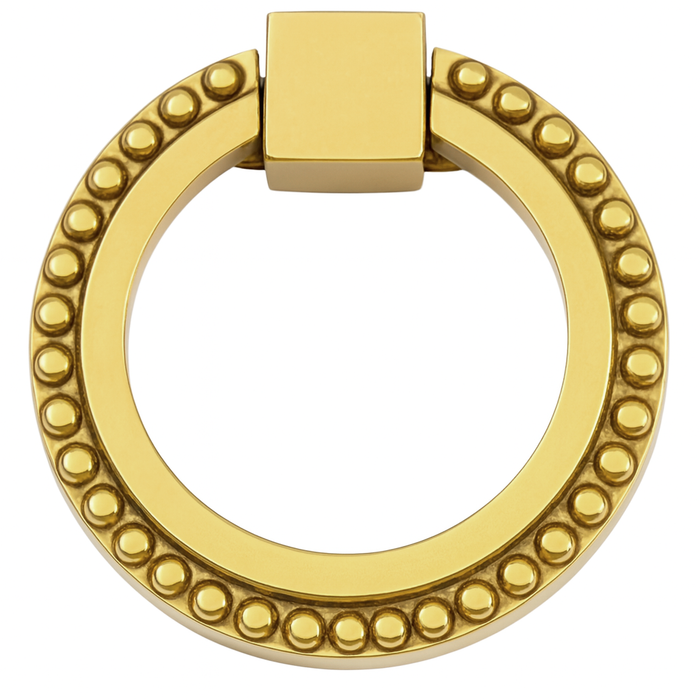 2 Inch Solid Brass Beaded Drawer Ring Pull (Several Finishes Available)