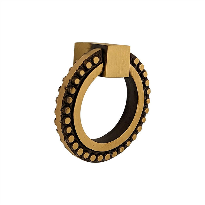 2 Inch Solid Brass Beaded Drawer Ring Pull