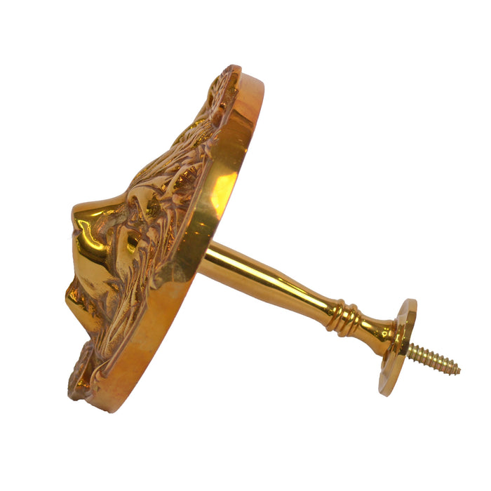 3 1/2 Inch Solid Brass Ribbon & Reed Lion Curtain Tie Back (Several Finishes Available)