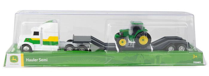 #37382-3 1/64 John Deere White Hauler Semi with Modern John Deere Tractor