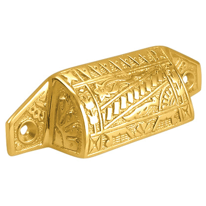 4 1/8 Inch Overall (3 1/2 Inch C-C) Solid Brass Eastlake Bin or Cup Pull (Several Finishes Available)