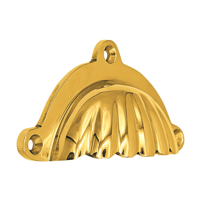4 Inch Overall (3 1/2 Inch C-C) Solid Brass Scalloped Style Cup Pull (Several Finishes Available)