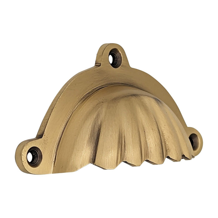 4 Inch Overall (3 1/2 Inch c-c) Solid Brass Scalloped Style Cup Pull
