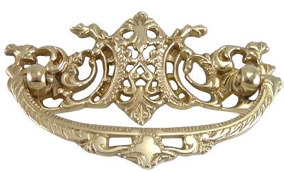 4 Inch Solid Brass Ornate Baroque / Rococo Bail Pull
