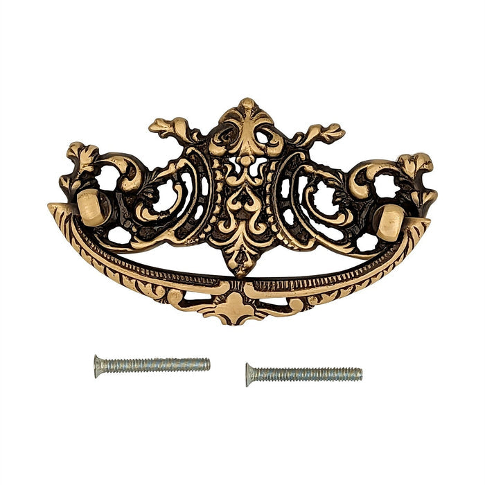4 Inch Solid Brass Ornate Baroque / Rococo Bail Pull