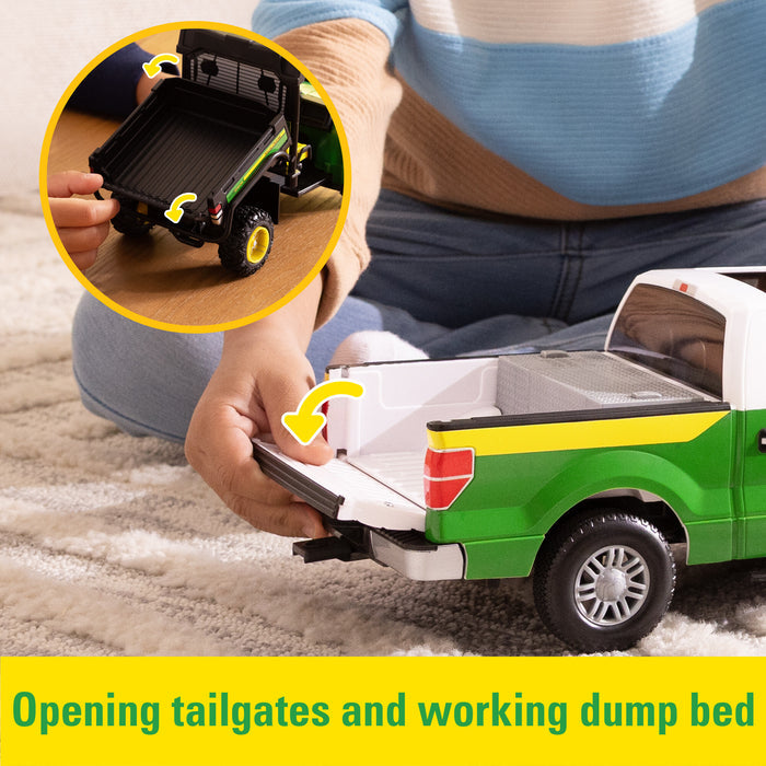 #47716 1/16 John Deere Ford F-150 Pickup with Trailer & John Deere Gator