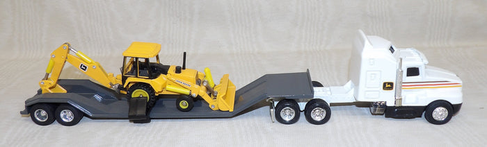 #5574EO 1/64 John Deere Construction Hauling Set with JD Backhoe - No Package, AS IS