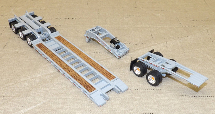 #622862 1/64 Gray Fontaine Magnitude Tri-Axle Lowboy Trailer with Jeep - No Box