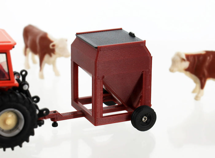 #64-346-R 1/64 Red Portable Bulk Feed Bin Trailer