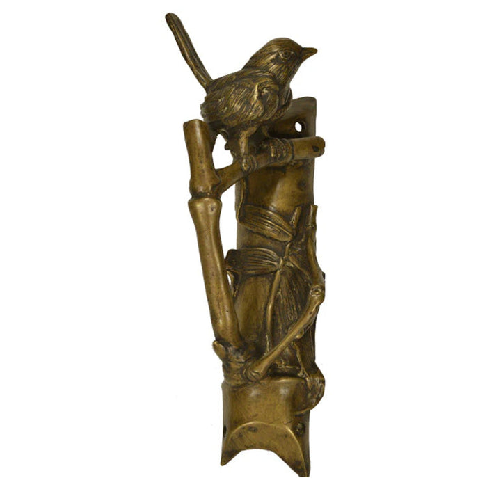 9 1/2 Inch Solid Brass Bamboo and Wren Bird Pull (Right Facing)