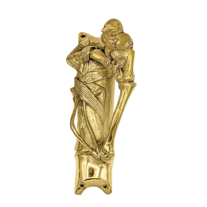 9 Inch Solid Brass Door Pull Bamboo & Bird (Left Facing)