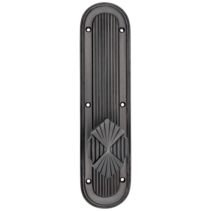 Art Deco Lined Backplate Door Set with Art Deco Fanfare Door Knobs (Several Finishes Available)