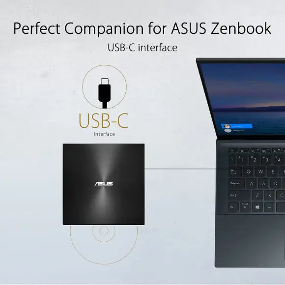 ASUS ZenDrive U8M Ultra Slim USB 2.0 External 8X DVD Optical Drive – Black (SDRW-08U8M-U/BLK) - PakByte Computers