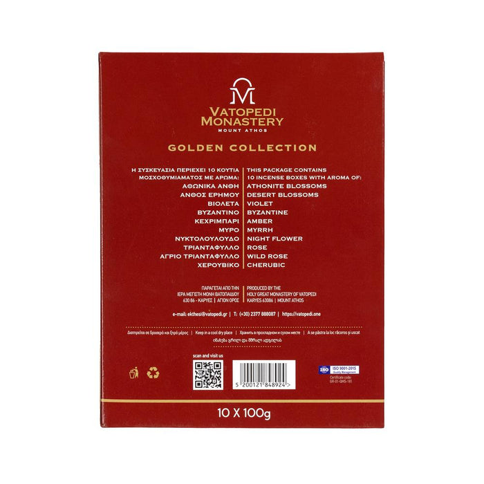 Authentic Orthodox Incense from Mount Athos – Golden Collection (10 Scents Set - 10x100g)