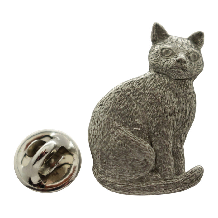 Sitting Cat Pin ~ Antiqued Pewter ~ Lapel Pin ~ Sarah's Treats & Treasures