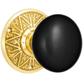 Eastlake Rosette Door Set with Black Porcelain Door Knobs (Several Finishes Available)