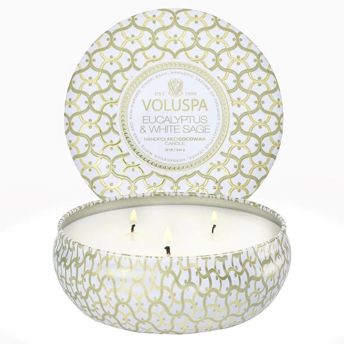 Eucalyptus + White Sage 3 Wick Tin Candle