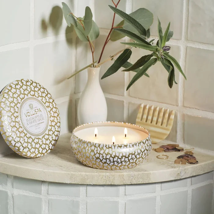 Eucalyptus + White Sage 3 Wick Tin Candle