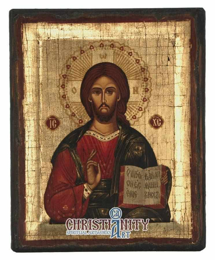 Jesus Christ (from Kazan) (Engraved old - looking icon - S-EW Series)-Christianity Art