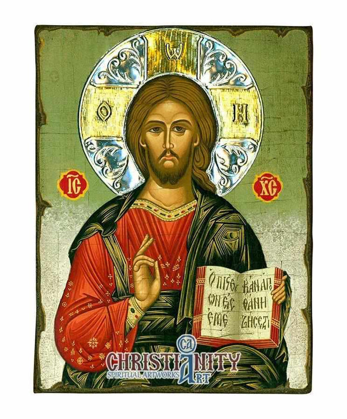 Jesus Christ from Kazan (Aged - Silver Halo Icon - SWS Series)-Christianity Art