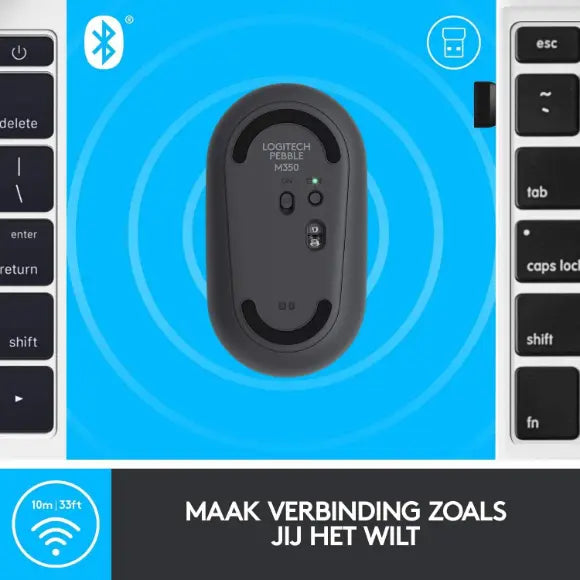 LOGITECH Pebble M350 Portable Wireless Mouse with Bluetooth - Graphite - PakByte Computers