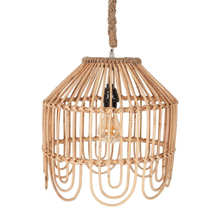 Maris 13" Rattan Scalloped Edge Pendant - Natural