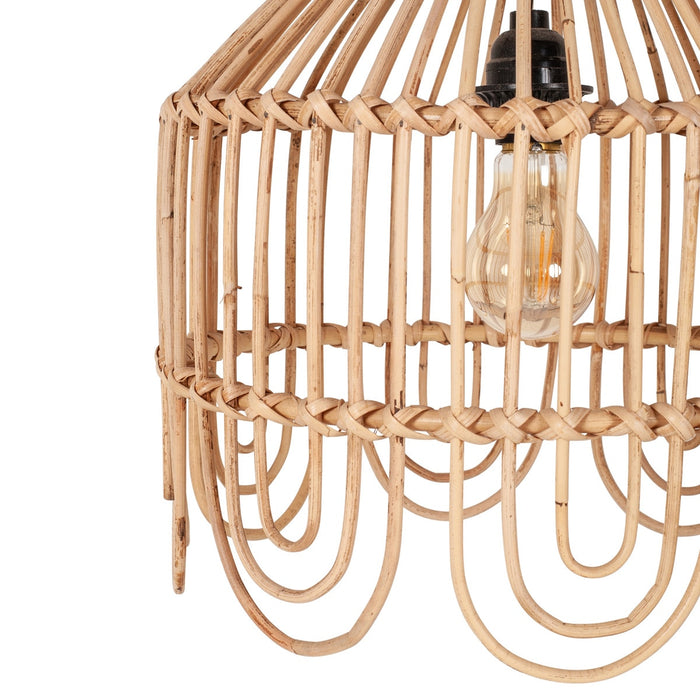 Maris 13" Rattan Scalloped Edge Pendant - Natural