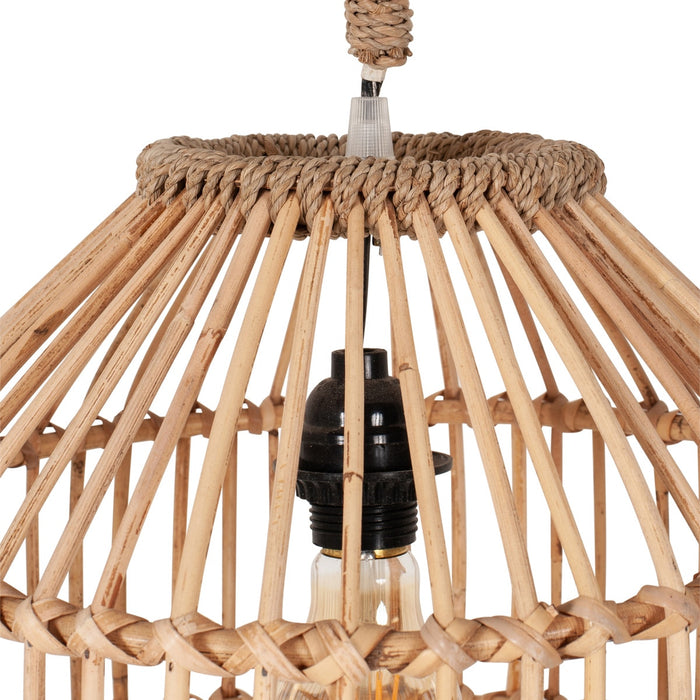 Maris 13" Rattan Scalloped Edge Pendant - Natural