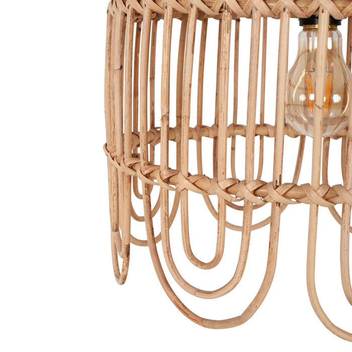 Maris 13" Rattan Scalloped Edge Pendant - Natural