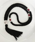 Mount Athos Waxed Prayer Rope with 100 Knots, Metal Cross & Tassel – Available in multiple color beads