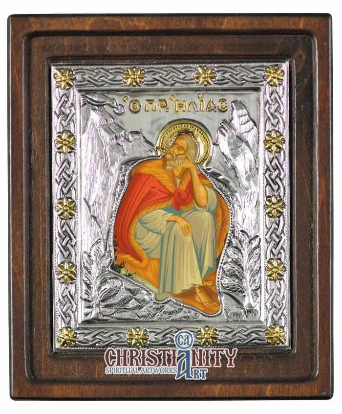 Prophet Elias (Silver - Engraved icon - D Series)-Christianity Art