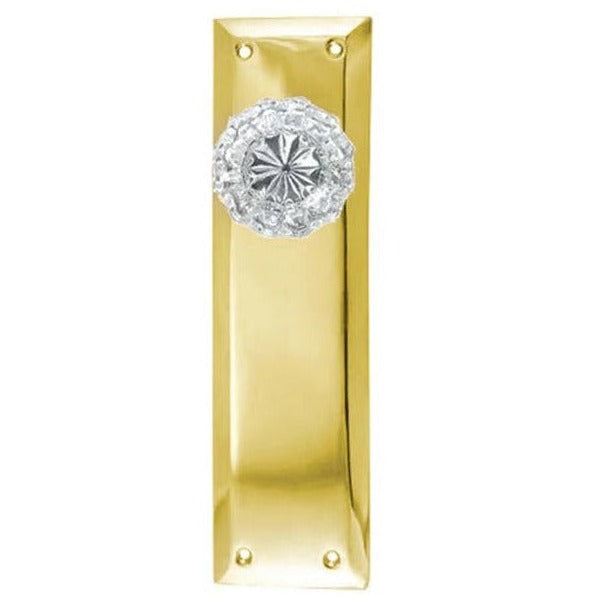 Quaker Backplate Door Set with Fluted Crystal Door Knobs (Several Finishes Available)