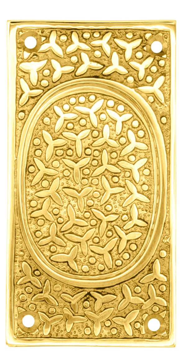 Rice Pattern Solid Brass Pocket Door Pull (Several Finish Available)