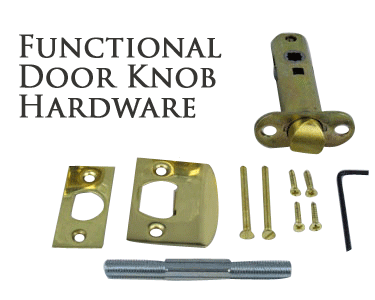Romanesque Rosette Door Sets with White Porcelain Door Knobs (Several Finishes Available)