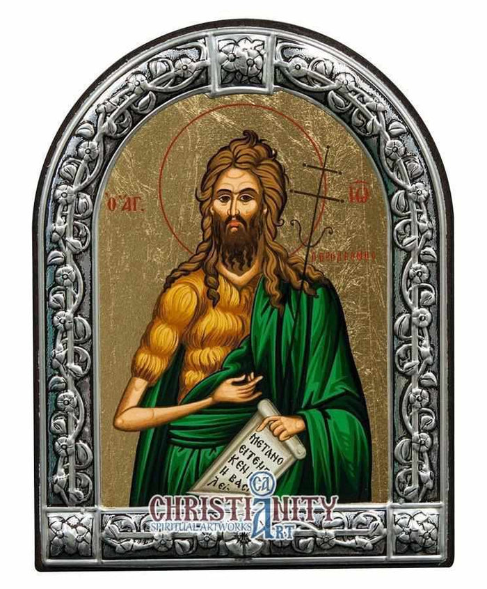 Saint John the Baptist (Metallic icon - MC Series)-Christianity Art