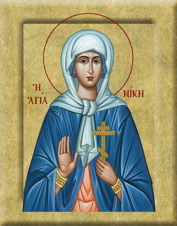 Saint Niki - Wooden icon in canvas with gold background on carved wood - Mount Athos