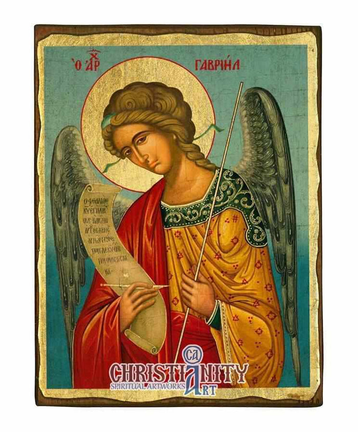 Set of 2 – Archangel Michael & Archangel Gabriel Orthodox Icons – Aged