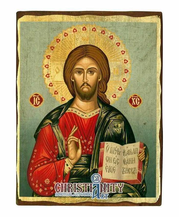 Set of 2 – Jesus Christ from Kazan & Virgin Mary Eternal Bloom Orthodox Icons – Aged