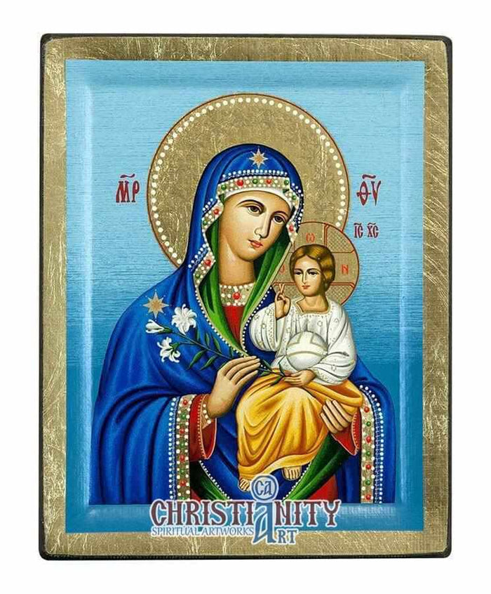 Set of 2 – Jesus Christ Pantocrator & Virgin Mary Eternal Bloom Orthodox Icons