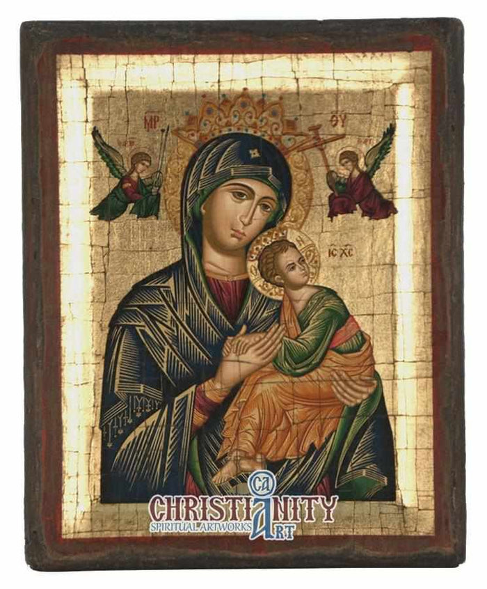 Set of 2 – Jesus Christ Pantocrator & Virgin Mary Perpetual Help Orthodox Icons