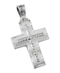 Silver 925 Cross Rhodium Coated with Cubic Zirconia-Christianity Art
