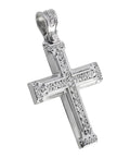 Silver 925 Cross Rhodium Coated with Cubic Zirconia-Christianity Art