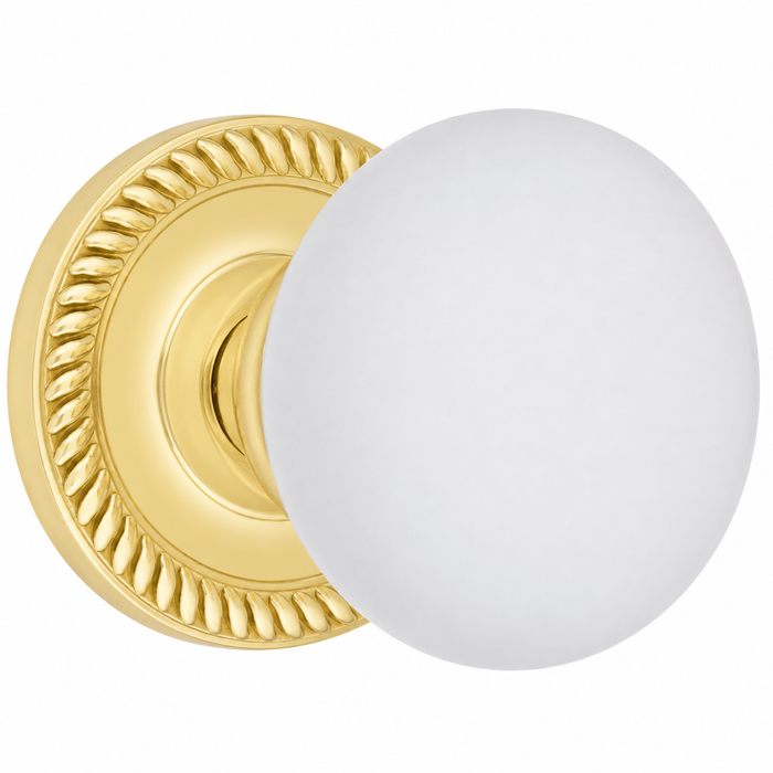 Traditional Georgian Roped Rosette Door Set with White Porcelain Door Knobs (Several Finishes Available)