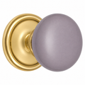 Traditional Rosette Door Set with Gray Porcelain Door Knobs (Several Finishes Available)