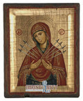 Virgin with 7 Swords (Engraved old - looking icon - S-EW Series)-Christianity Art
